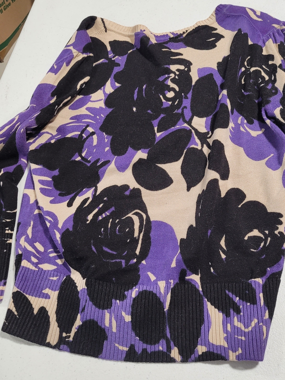 Kenar Black, Purple and Cream Floral Button Cardigan - Picture 3 of 3